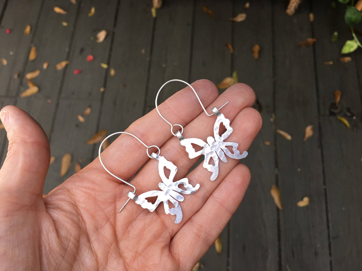 Butterfly earrings, MINI butterfly hoop earrings, insect jewelry