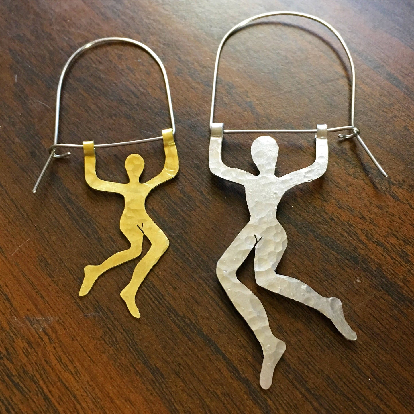 Small Trapeze Artist Hoop Earrings: Handmade Circus Jewelry