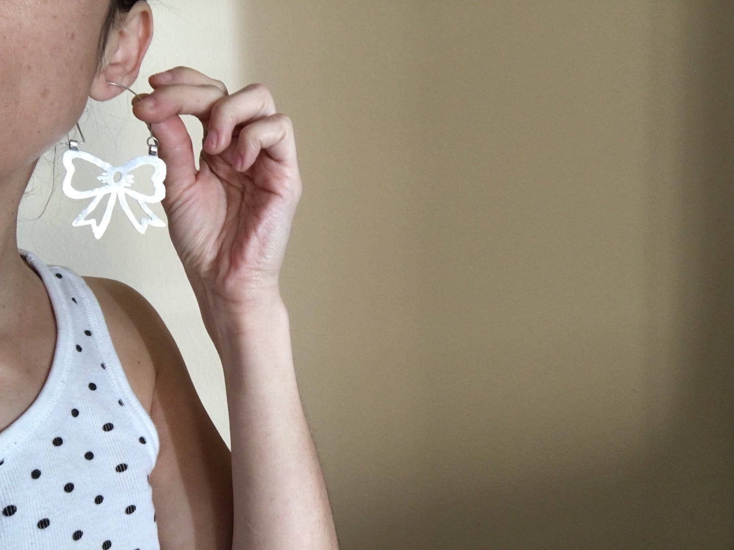 Handmade Metal Bow Hoop Earrings: Aluminum, Brass, or Copper