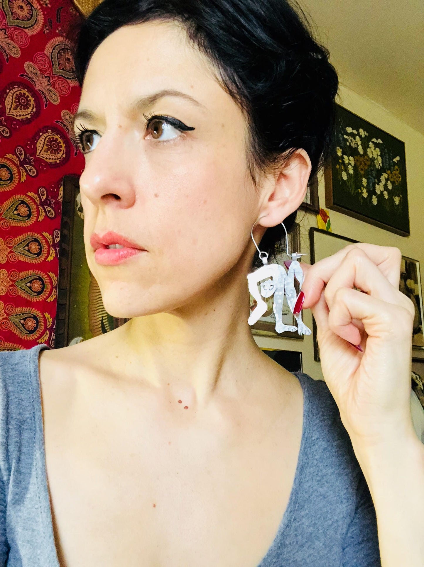 Handmade contortionist Earrings: Aluminum, Copper, or Brass