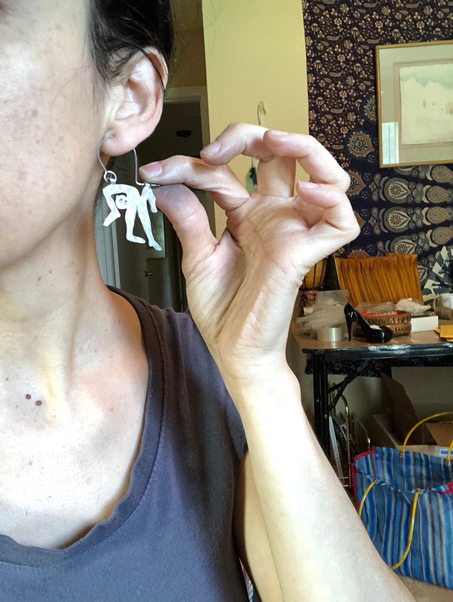 Handmade contortionist Earrings: Aluminum, Copper, or Brass