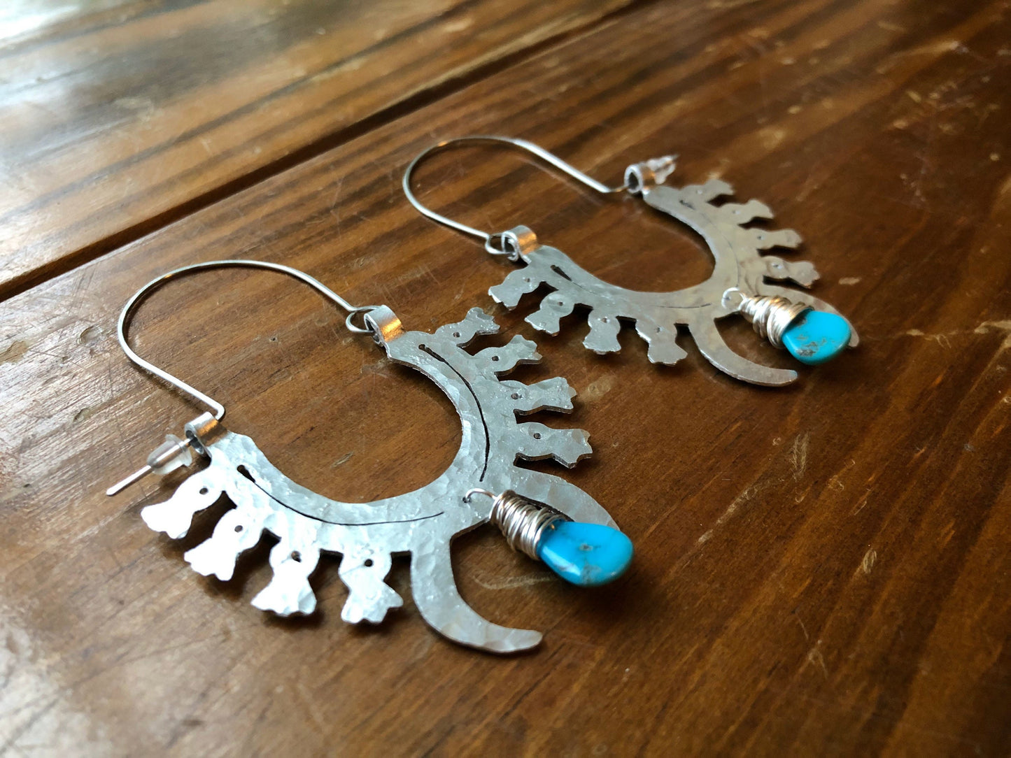squash blossom hoop earrings , tribal turquoise earrings