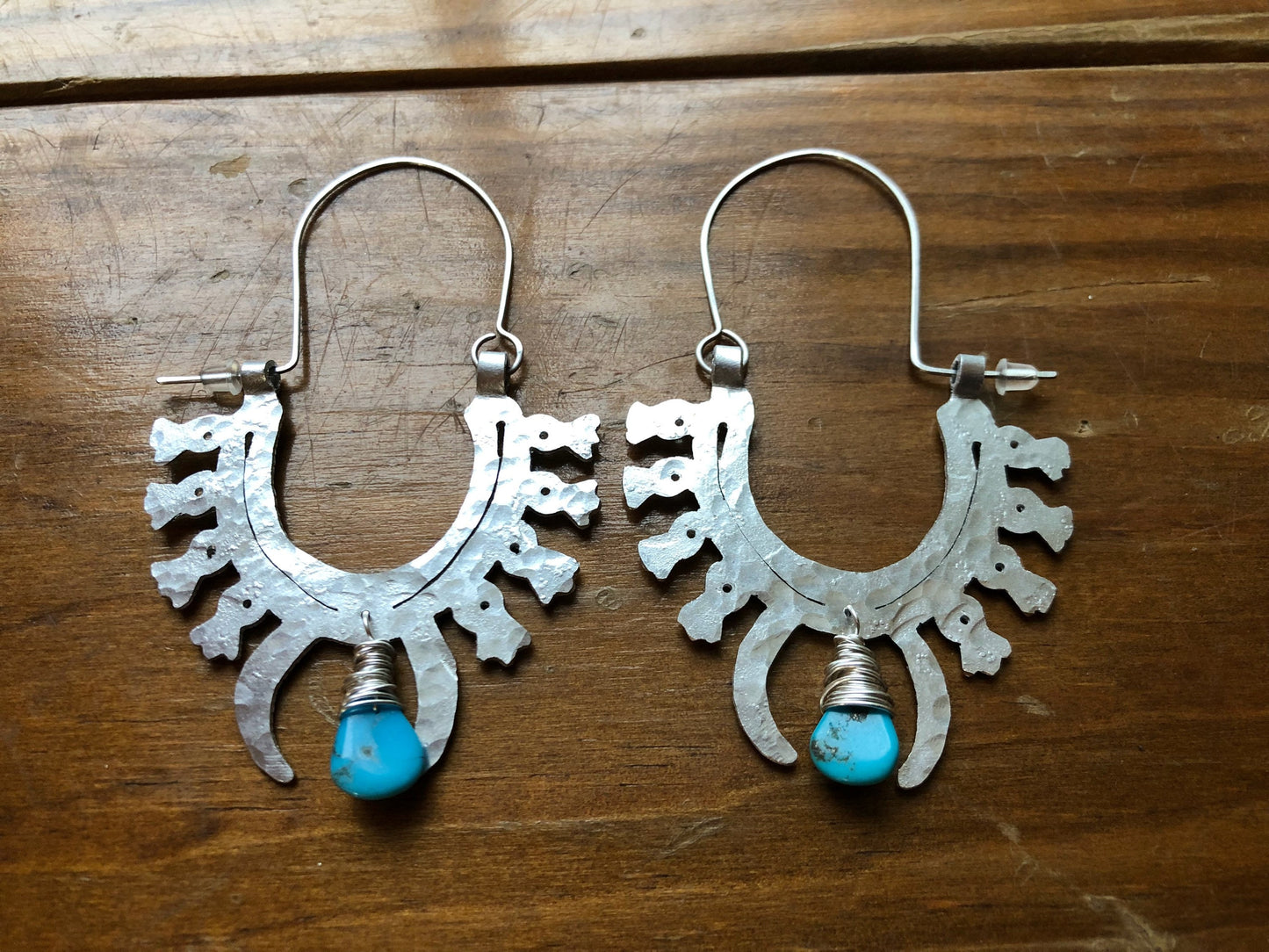 squash blossom hoop earrings , tribal turquoise earrings