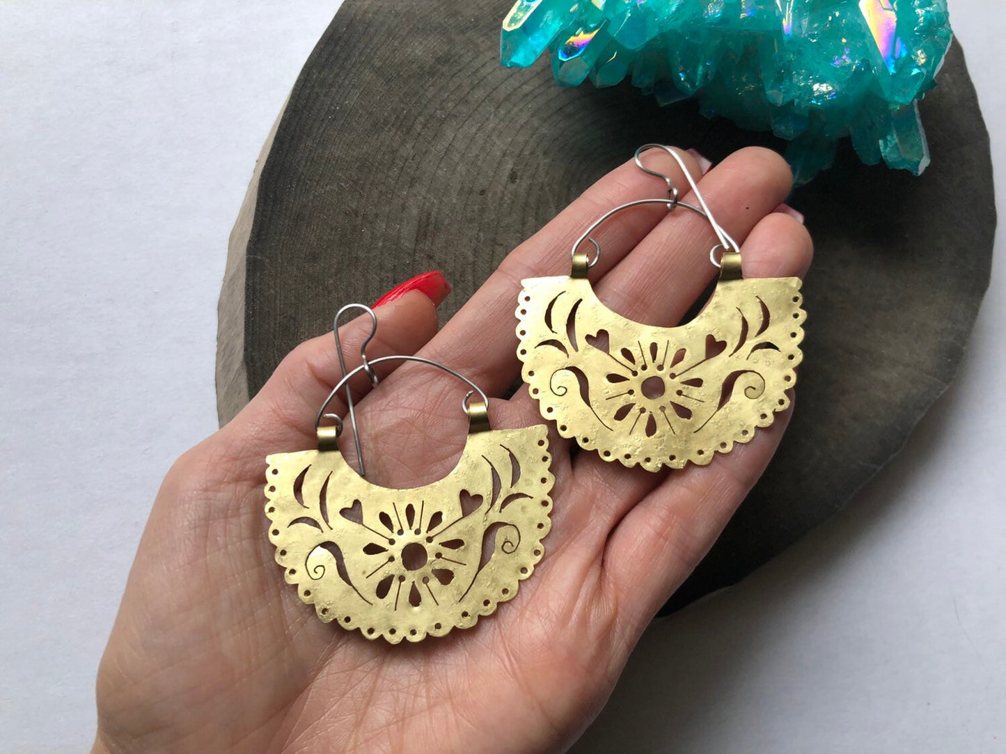 Handmade Metal Papel Picado Earrings: Fiesta Jewelry