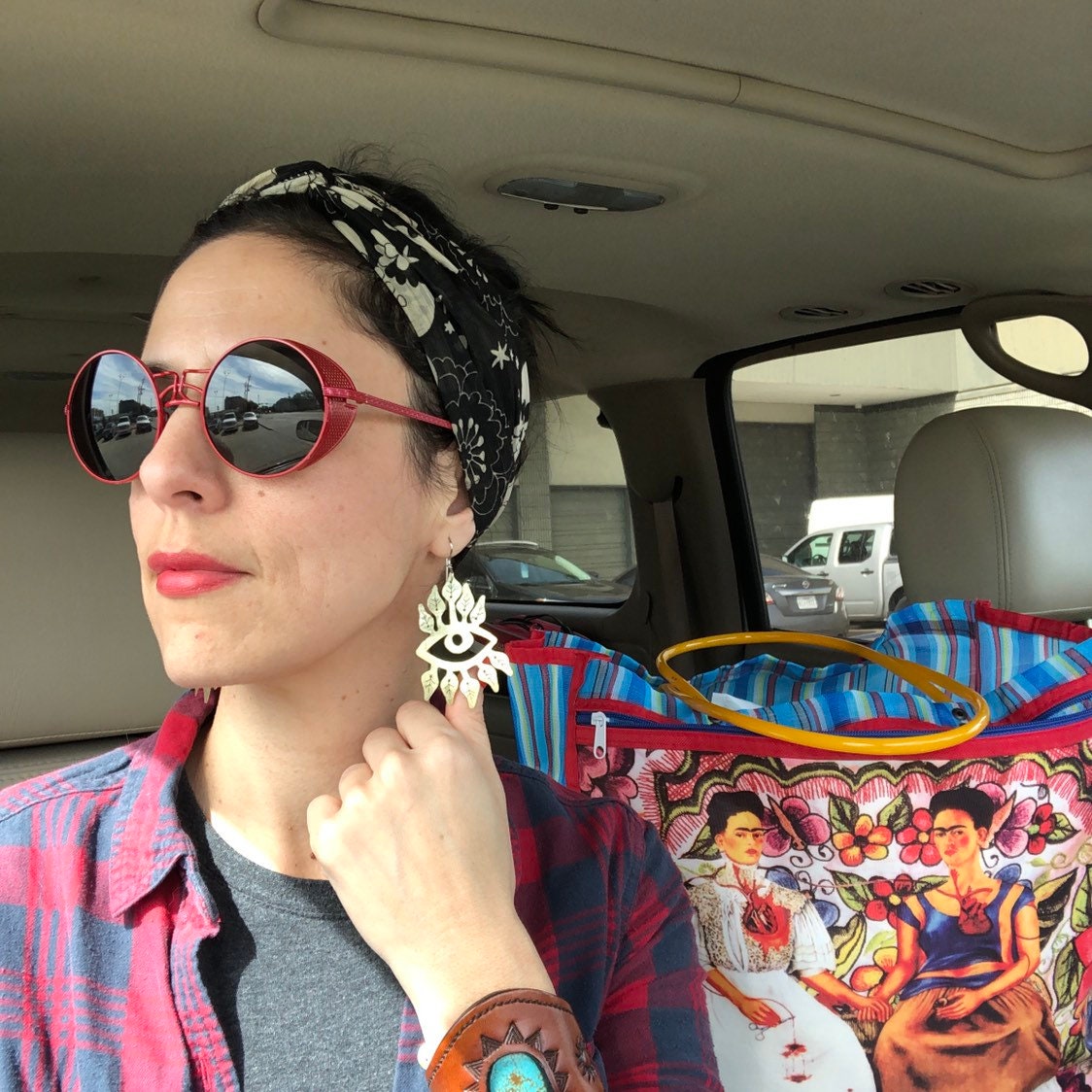 Handmade Surreal Eye Earrings: Plant Eyelash Design