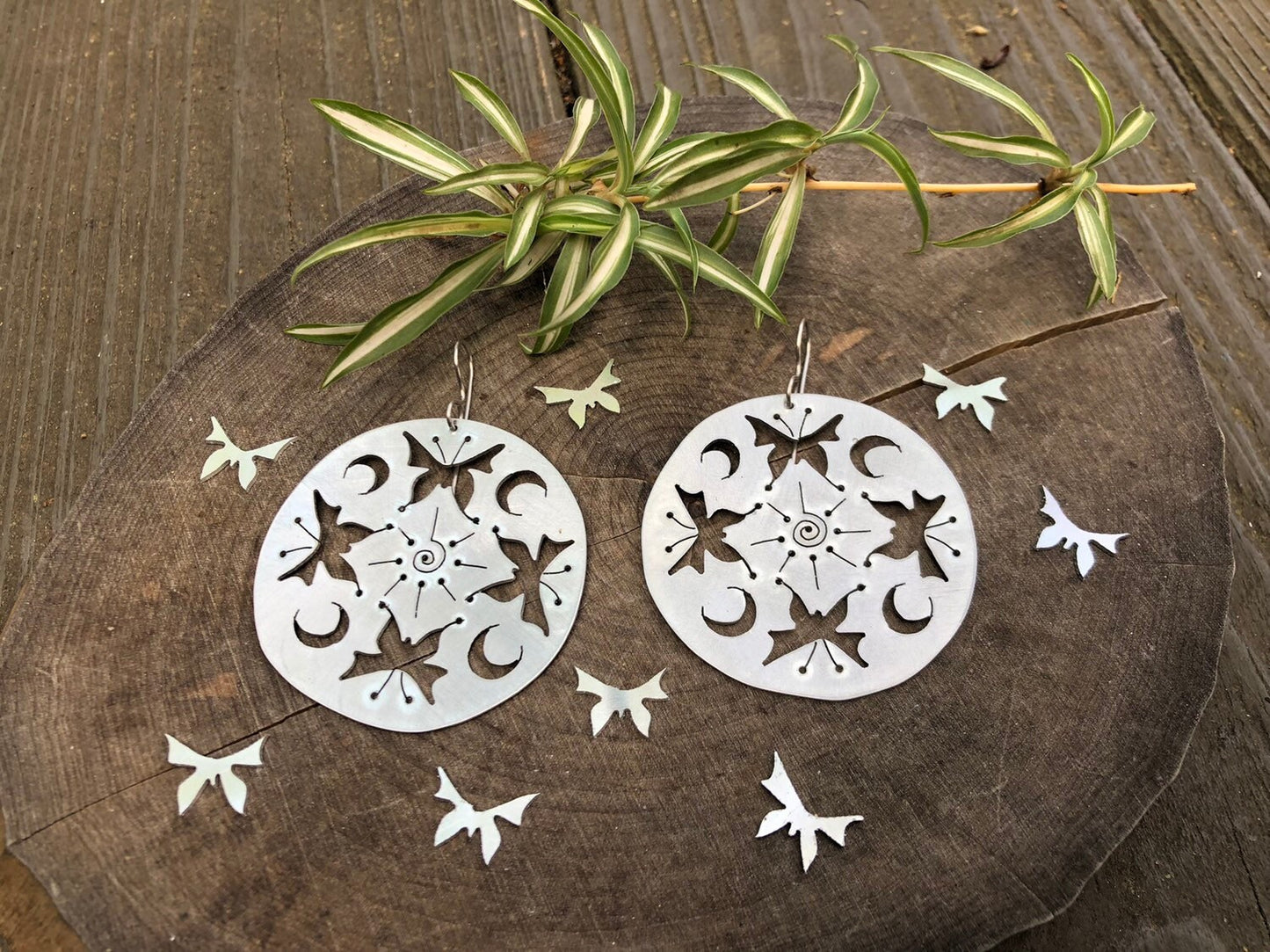 butterfly earrings , mariposa mandala earrings , insect jewelry