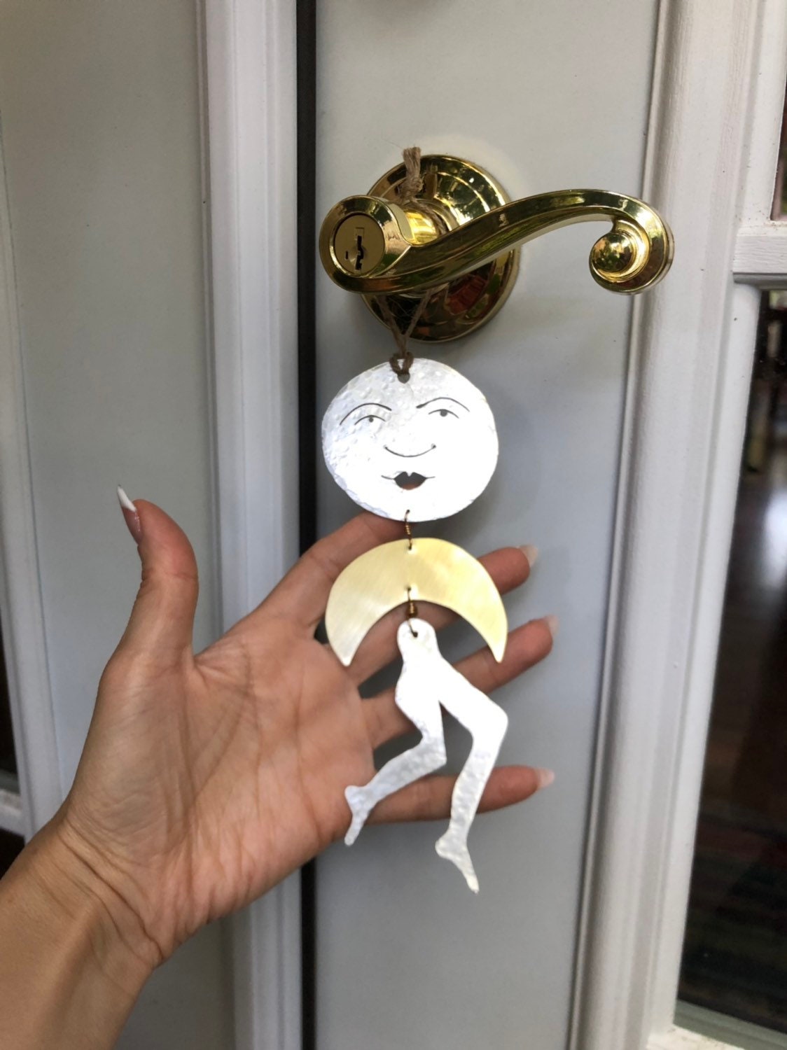 Leggy Luna Llena metal cutout ornament, celestial wall hanging , Christmas tree ornament