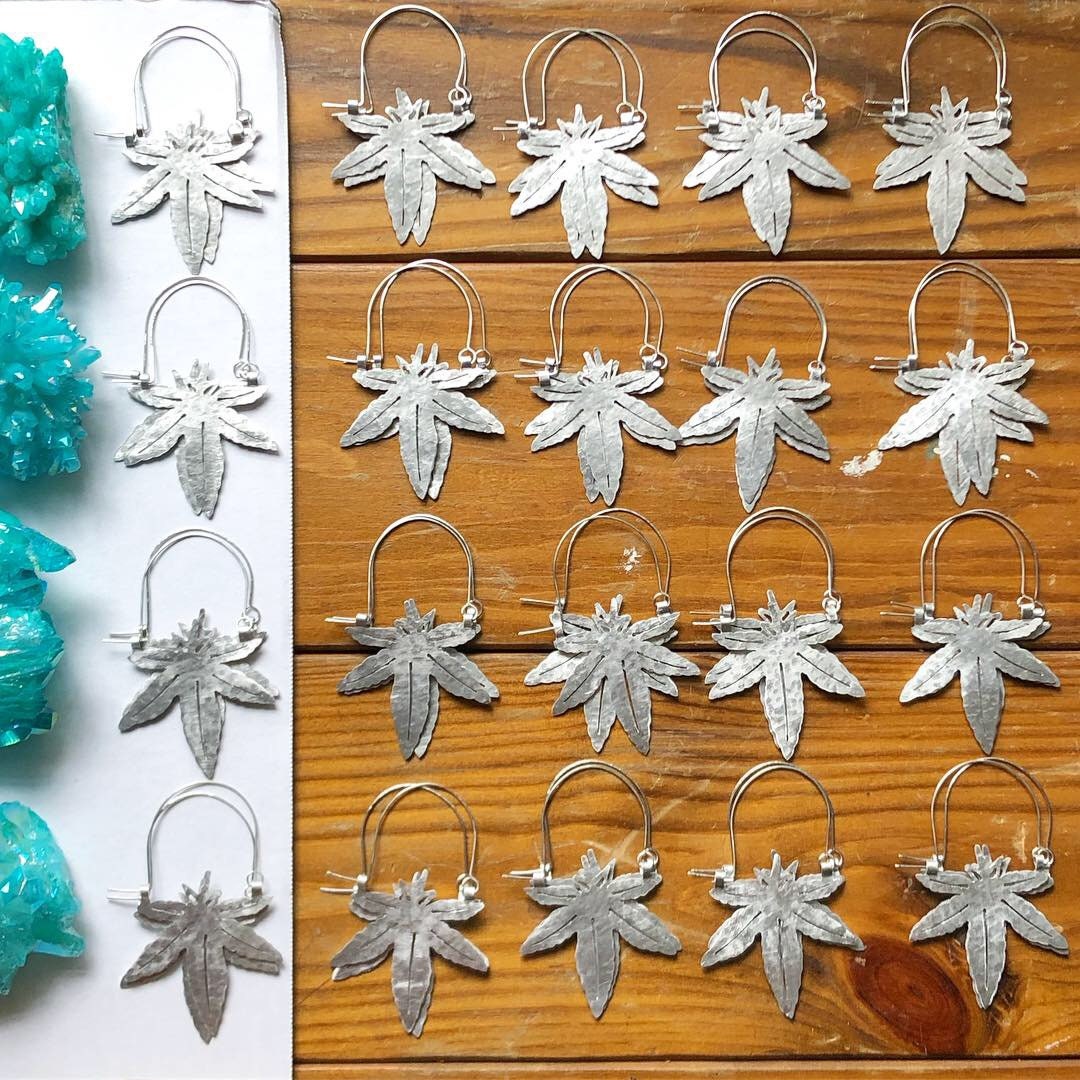 Cannabis hoop earrings, hemp hoops, Cannabis jewelry,