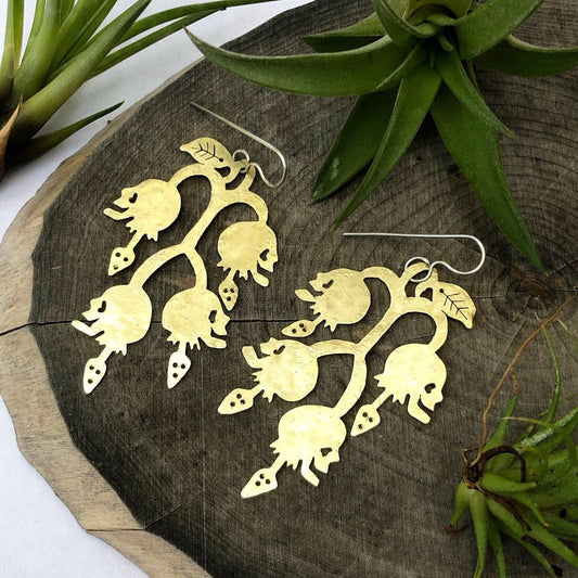 Handmade Lily of the Valley Skull Chandelier Earrings