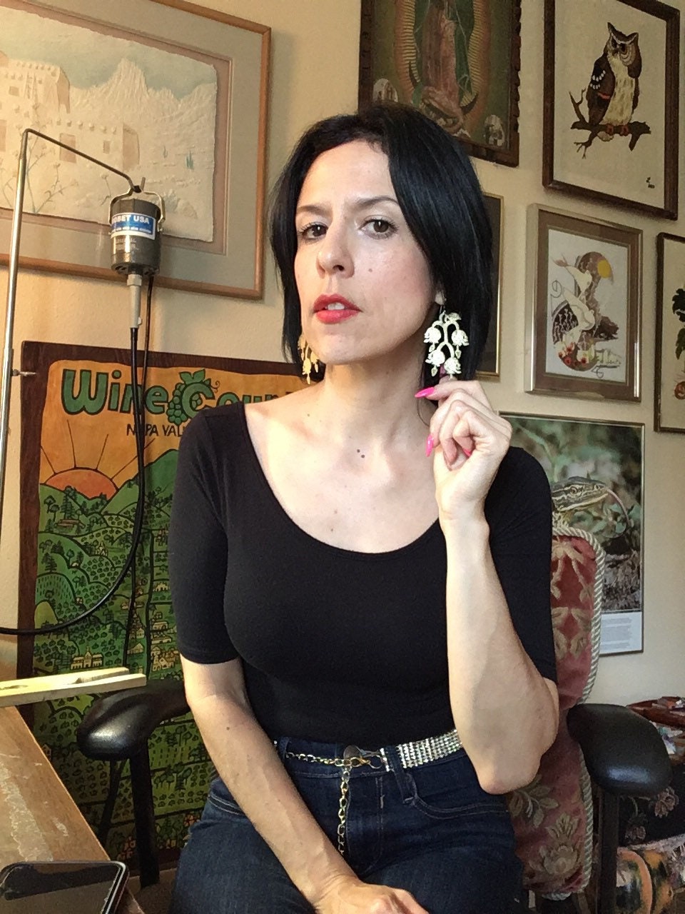 Handmade Lily of the Valley Skull Chandelier Earrings