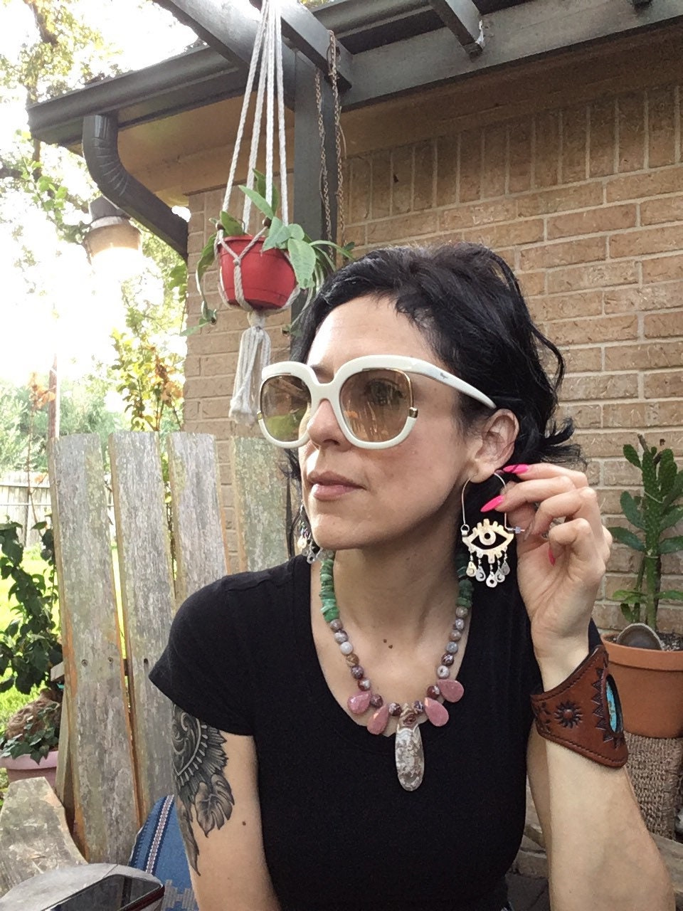 Handmade Moon Phase Eye Hoop Earrings: Aluminum, Copper, or Brass