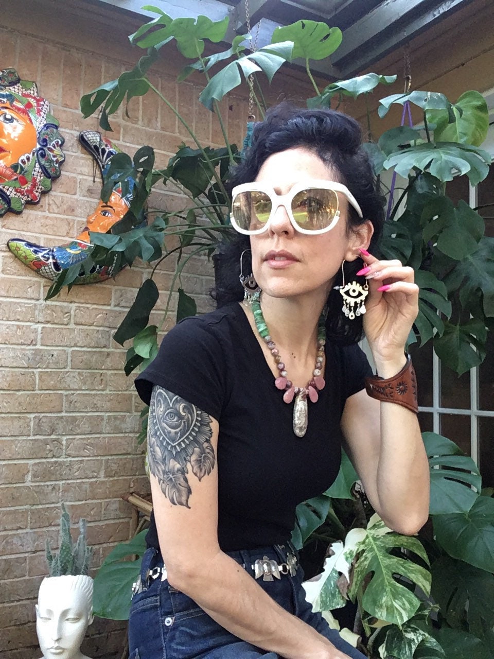 Handmade Moon Phase Eye Hoop Earrings: Aluminum, Copper, or Brass