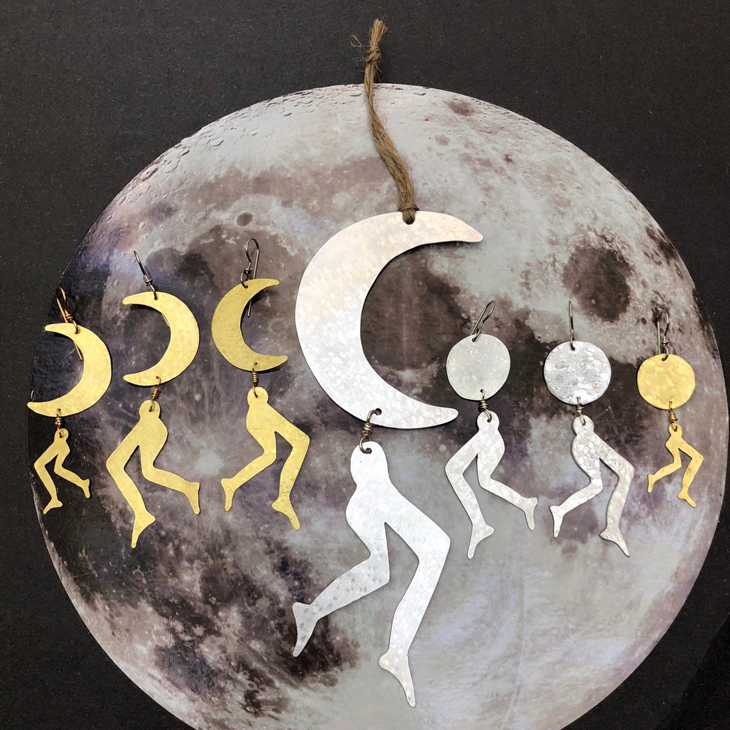 Leggy Luna Ornament: Hand Cut Aluminum Crescent Moon Plant Decor
