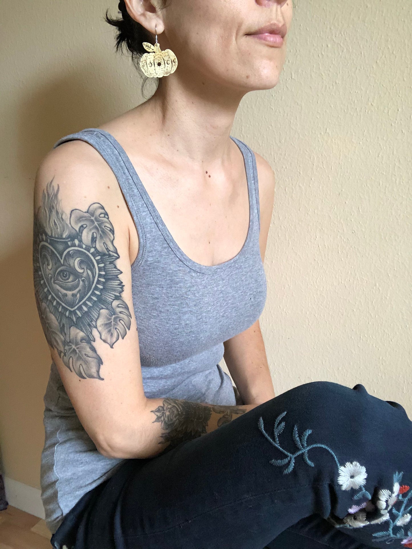 Handmade Celestial Pumpkin Earrings: Moon Phase Jewelry