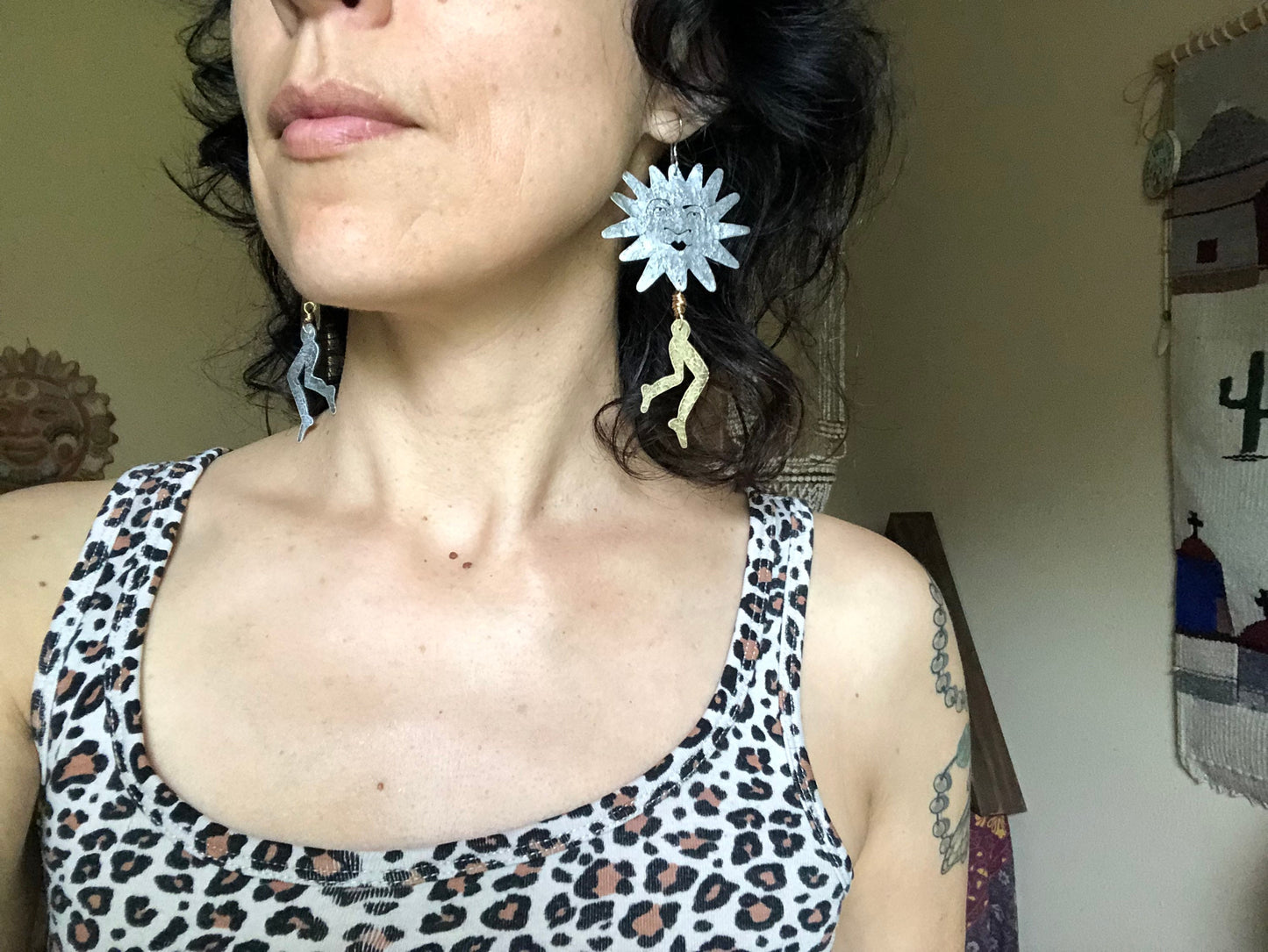 Leggy Luna and Sol Earrings: Handmade Surreal Celestial Jewelry