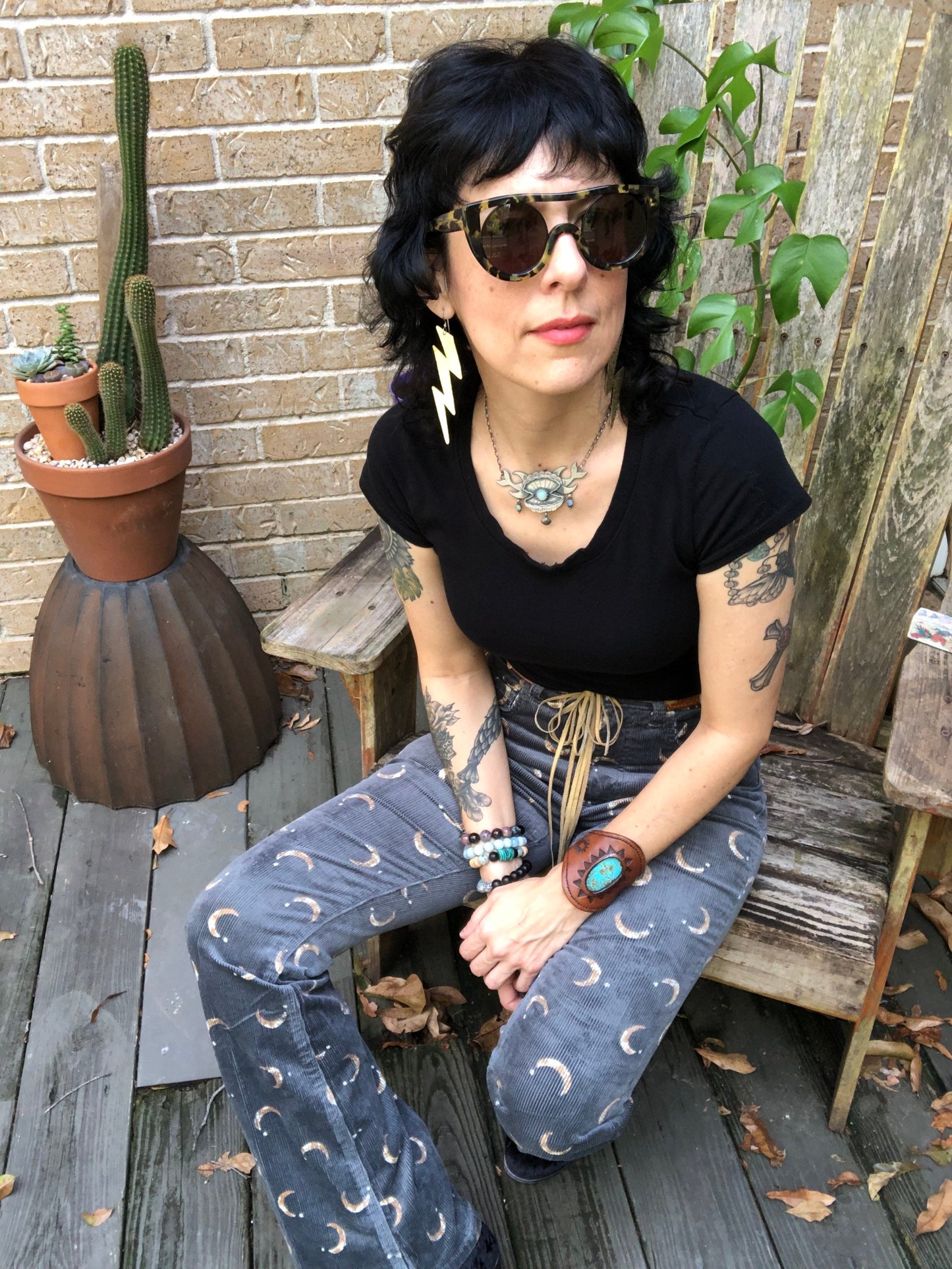 Handmade Hammered Metal Lightning Bolt Dangle Earrings