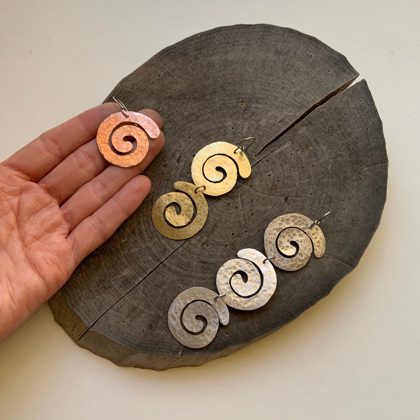 Handmade Brass Spiral Earrings: Pick Your Coil