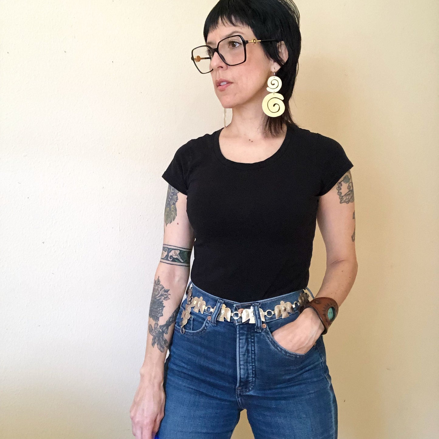 Handmade Brass Spiral Earrings: Big Coil Statement Jewelry