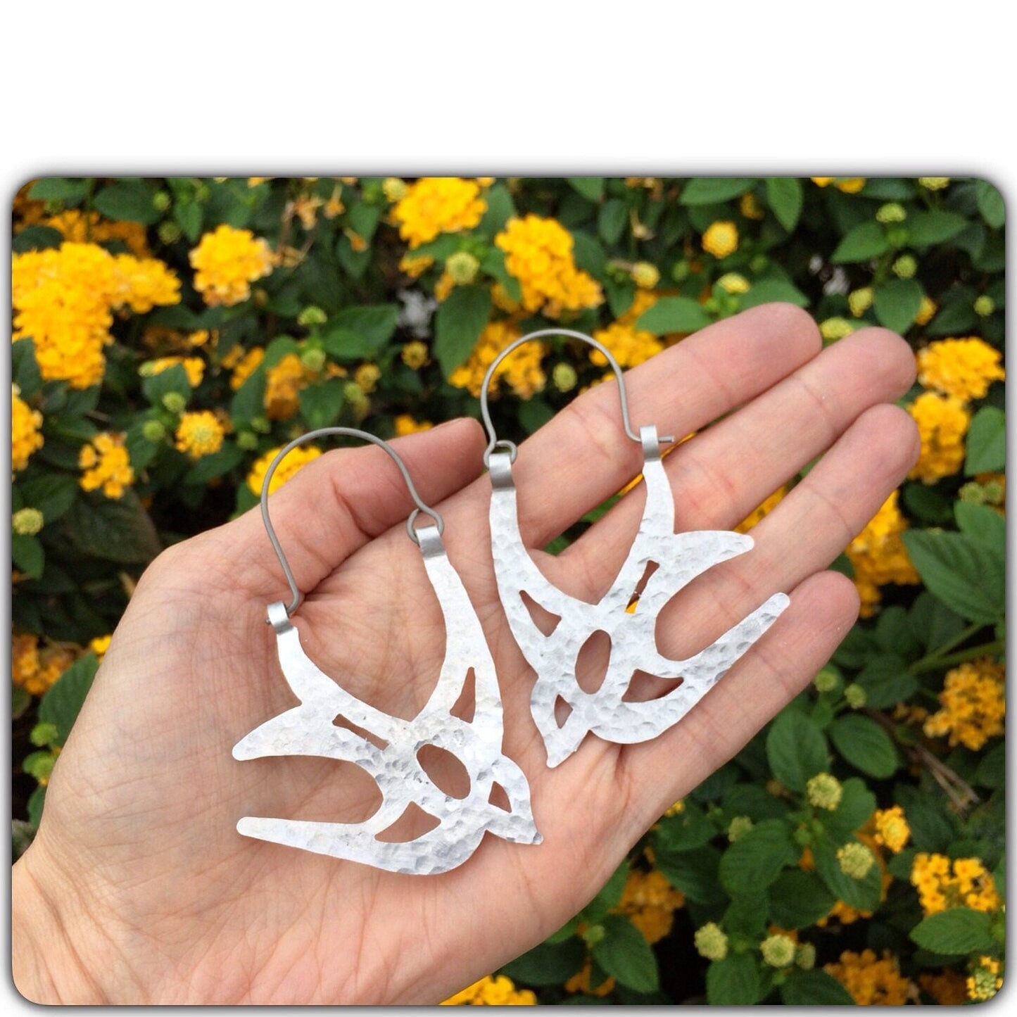 Handmade Sparrow Hoop Earrings: Laser Cut Bird Jewelry