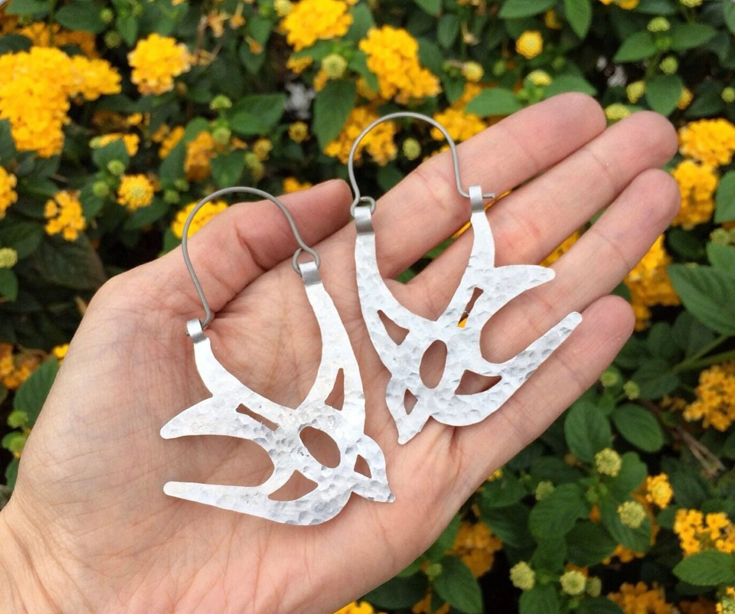 Handmade Sparrow Hoop Earrings: Laser Cut Bird Jewelry
