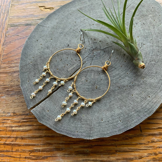 Handmade Freshwater Pearl Chandelier Earrings: Bridal Jewelry