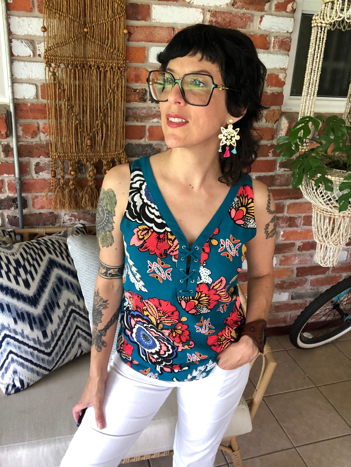 Handmade Brass Sun Earrings: Mexican Tassel Earrings