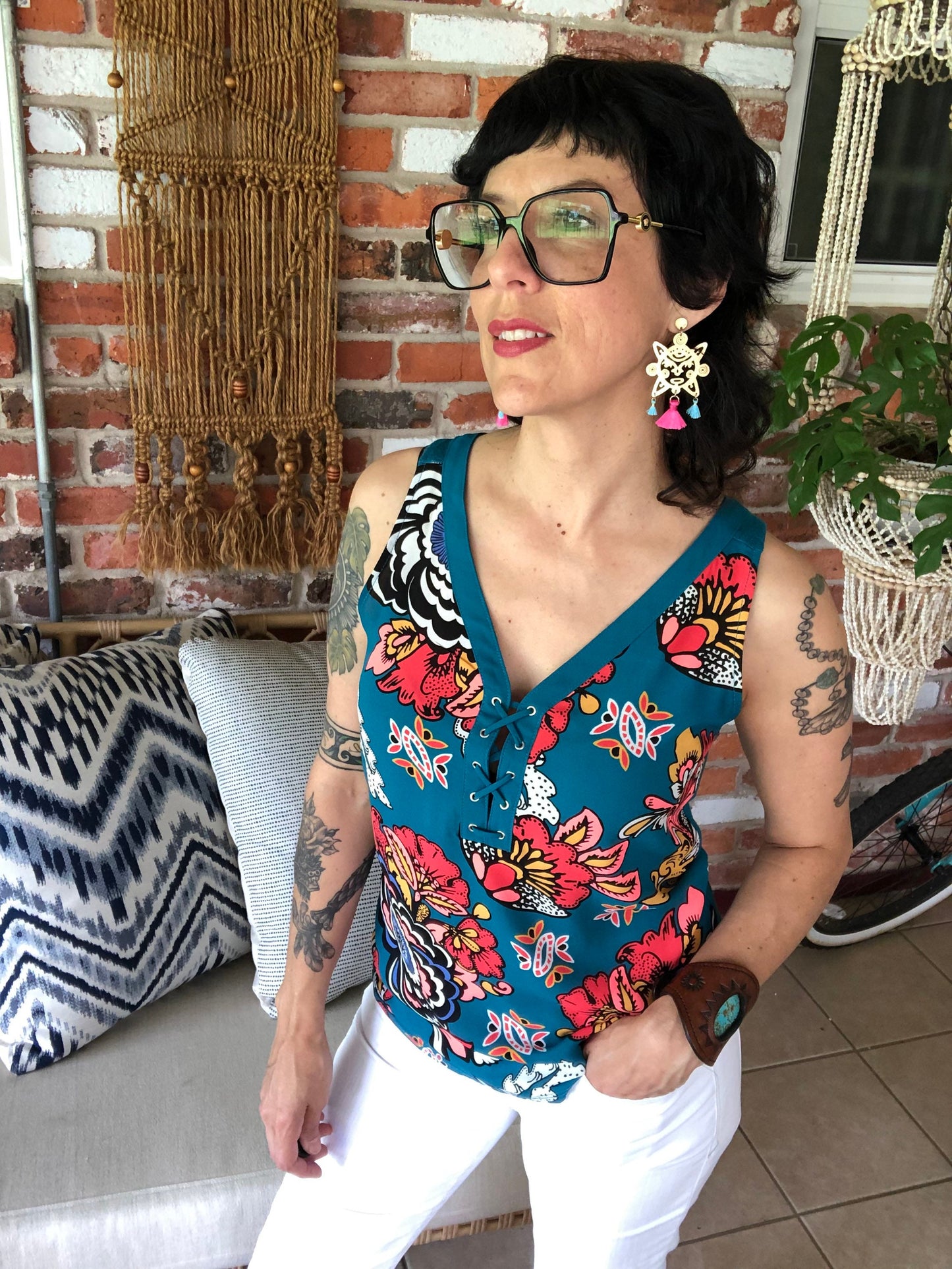 Handmade Brass Sun Earrings: Mexican Tassel Earrings