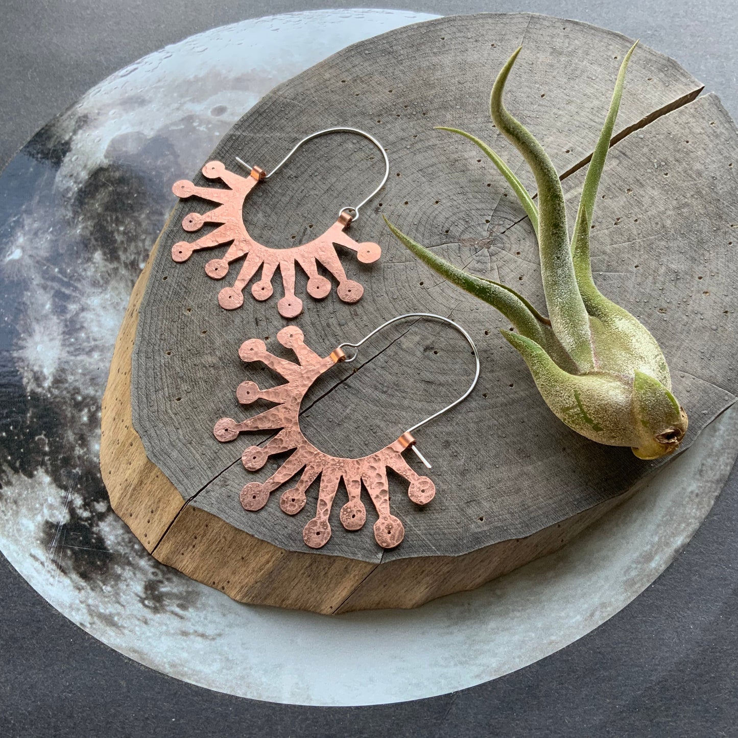 Atomic Sunburst Hoop Earrings: Mid Century Modern Inspired