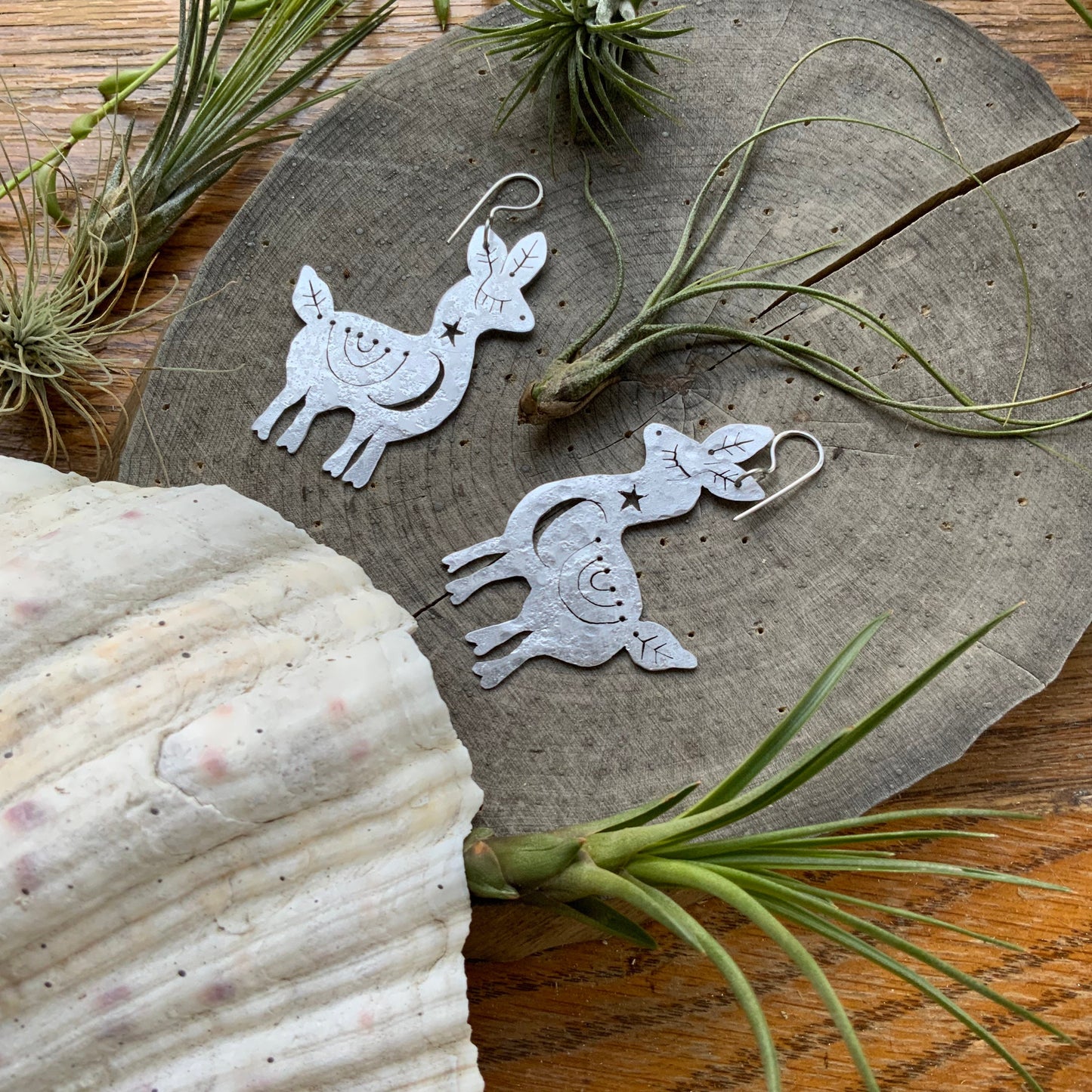 Handmade Otomi Llama Earrings: Celestial Luna Design