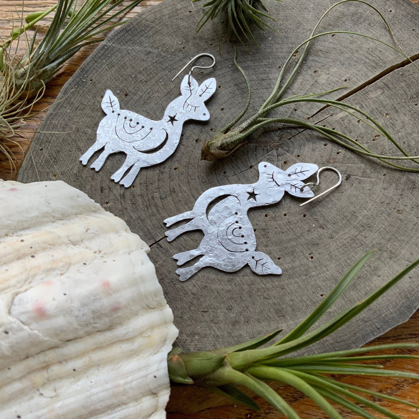 Handmade Otomi Llama Earrings: Celestial Luna Design