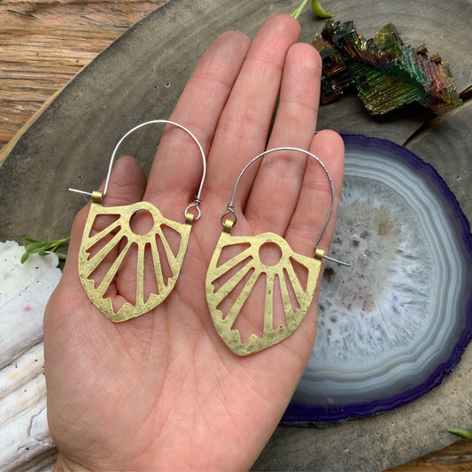 Art Deco Brass Statement Earrings: Handmade Geometric Jewelry