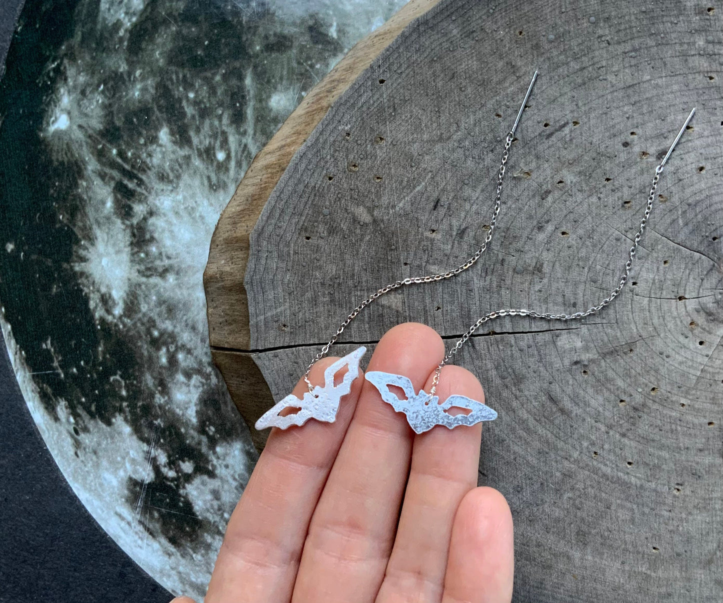 Bat Threader Earrings: Handmade Dangle Jewelry