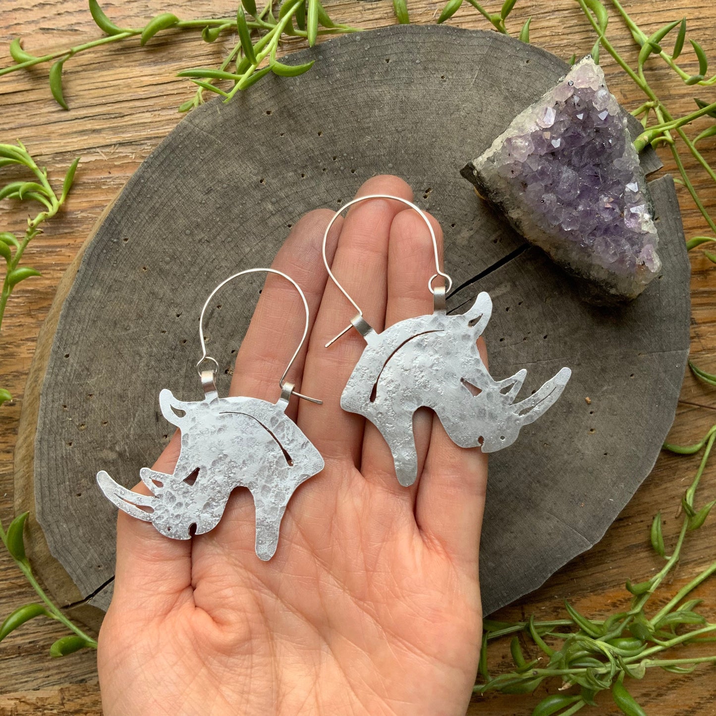 Rhinoceros earrings, rhino hoops, tribal jewelry, safari earrings