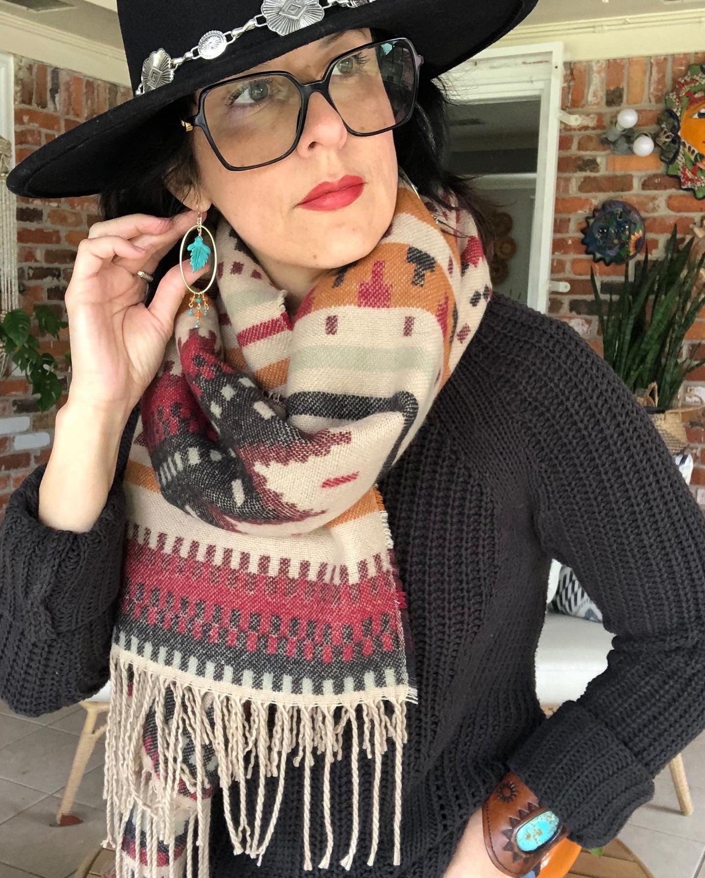 Turquoise leaf earrings, 14 k gold filled earrings