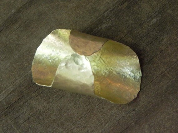 Handmade Hammered Metal Shield Ring - Adjustable Knuckle Ring