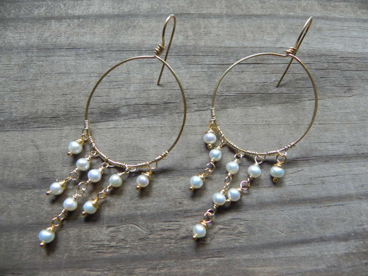Handmade Freshwater Pearl Chandelier Earrings: Bridal Jewelry