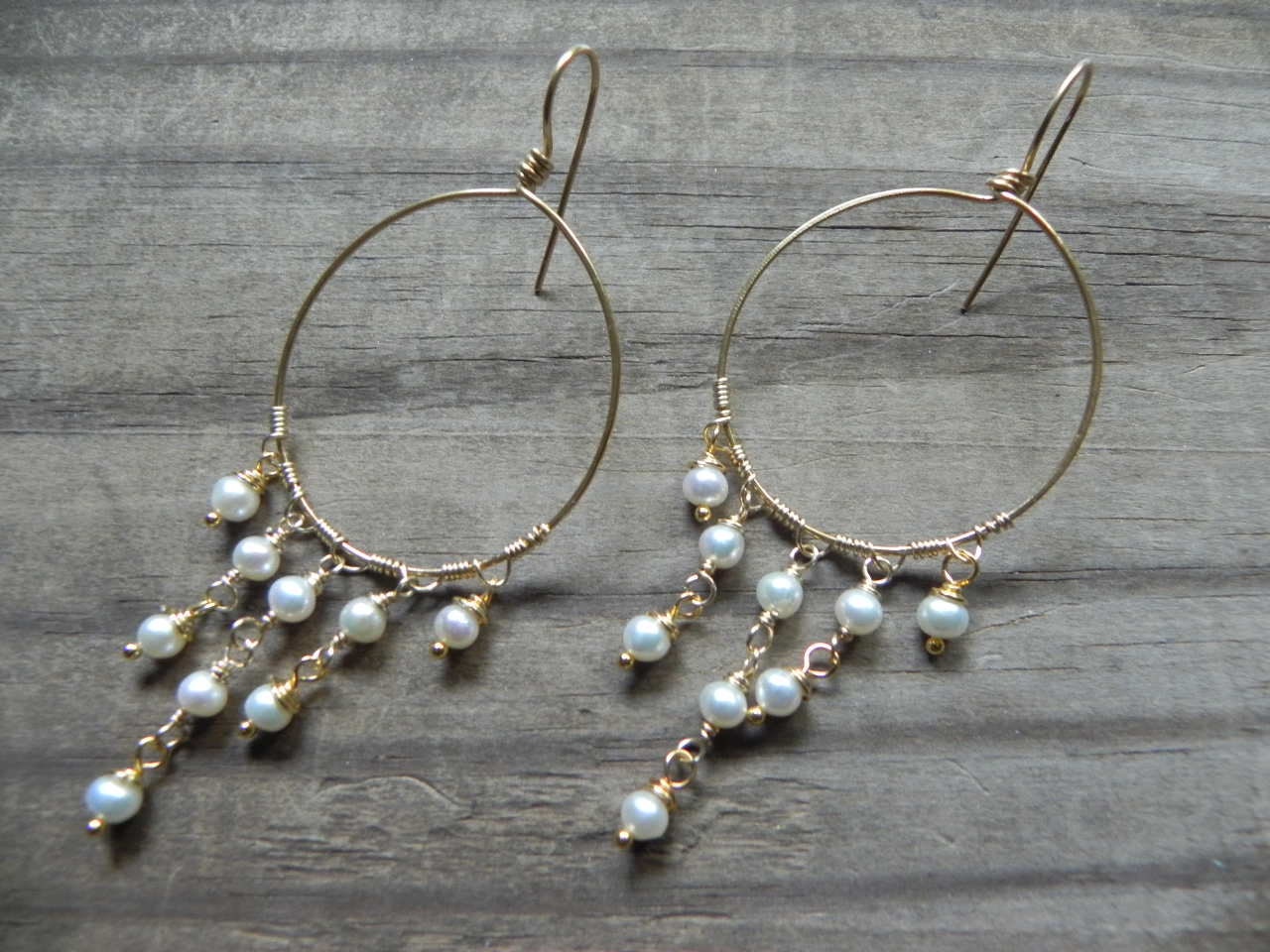 Handmade Freshwater Pearl Chandelier Earrings: Bridal Jewelry