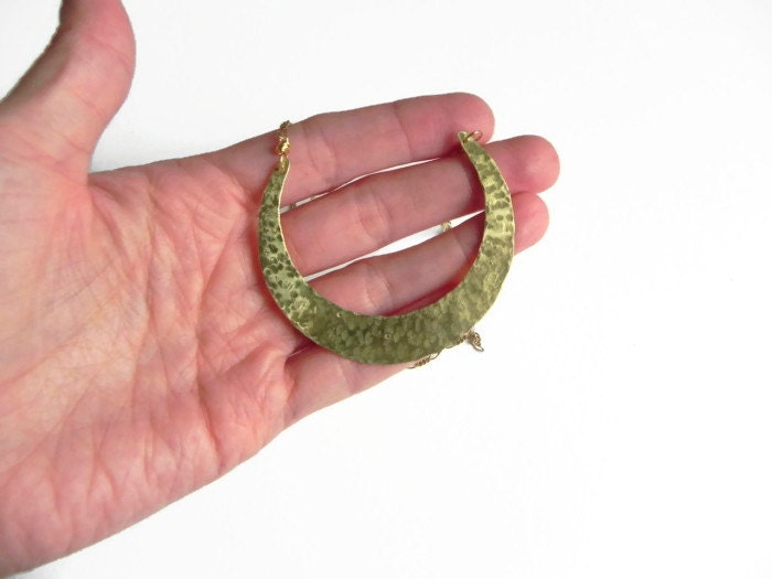 Handmade Crescent Moon Necklace: Brass Celestial Jewelry