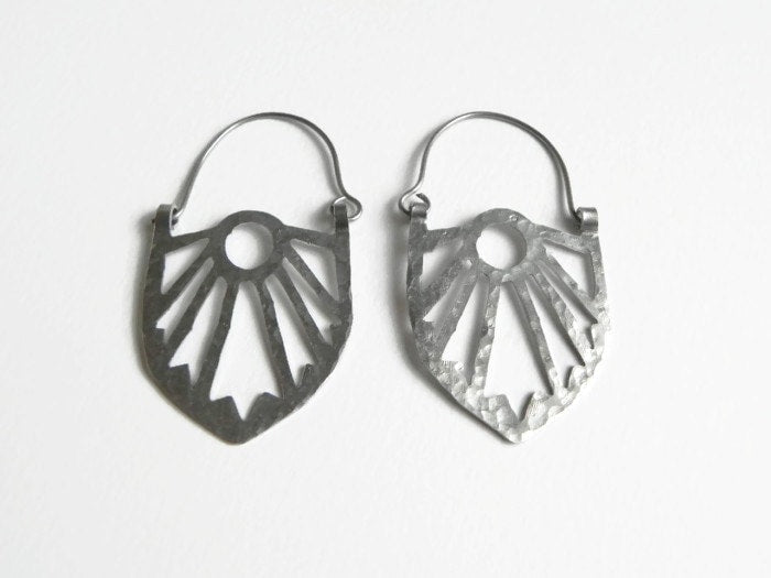 Art Deco Brass Statement Earrings: Handmade Geometric Jewelry
