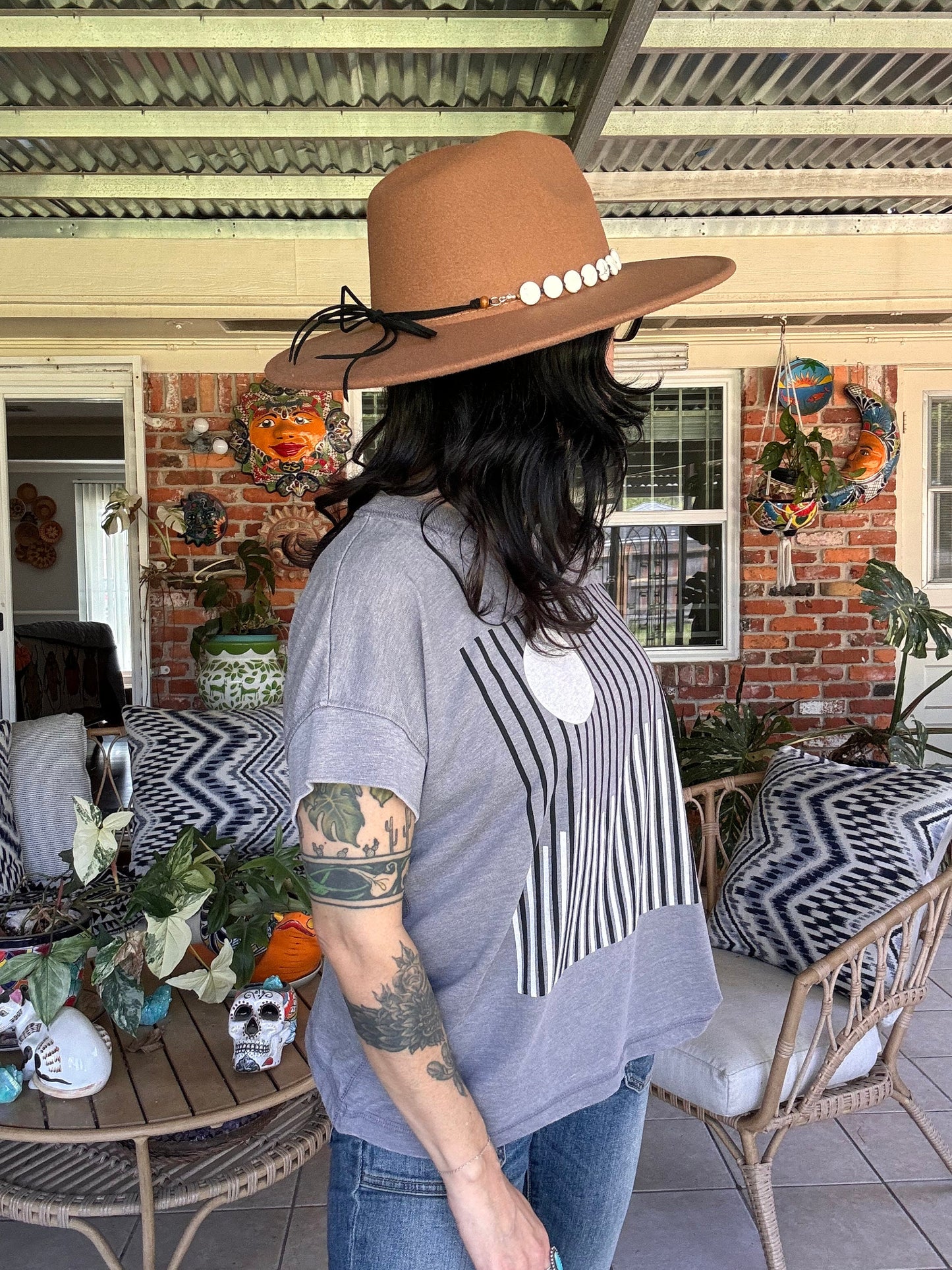 Full moon Hatband, white magnesite and tiger eye Hat Band