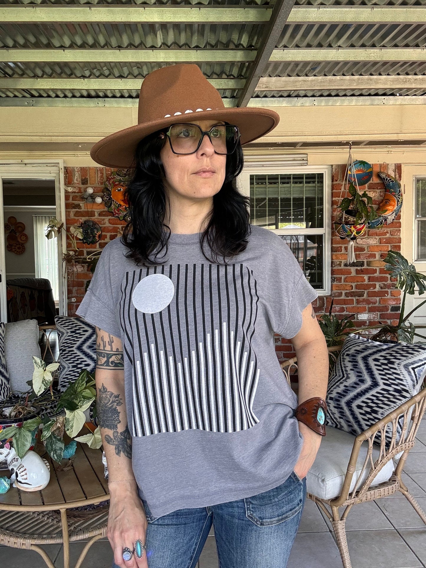 Full moon Hatband, white magnesite and tiger eye Hat Band