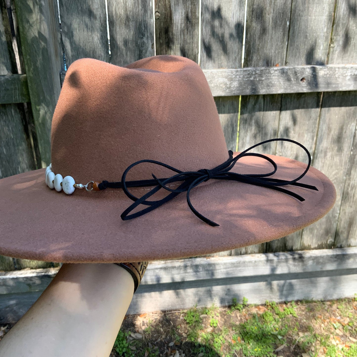 Full moon Hatband, white magnesite and tiger eye Hat Band