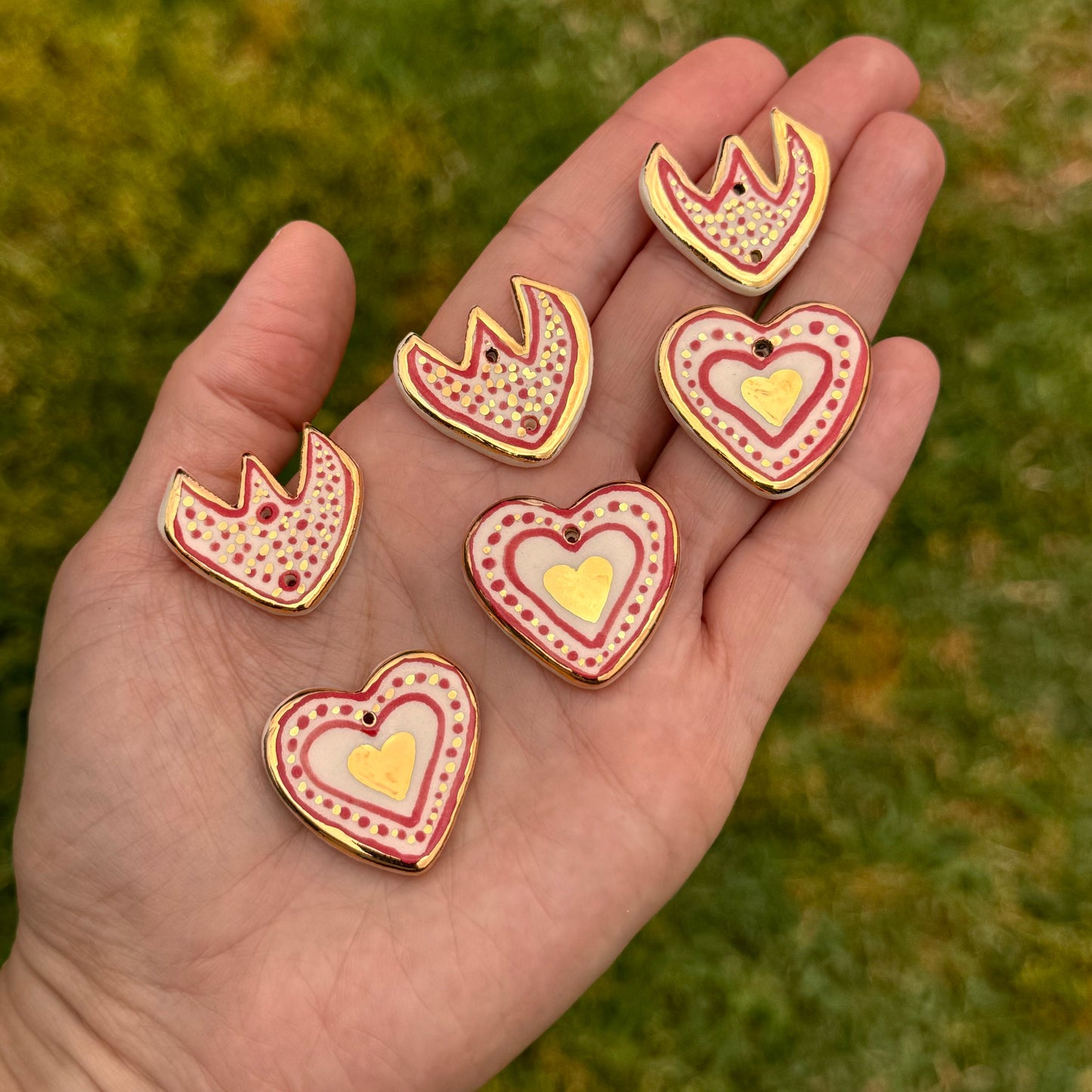 Ceramic Milagro Heart Pendant Necklace: Turquoise Charm, Gold Filled Chain