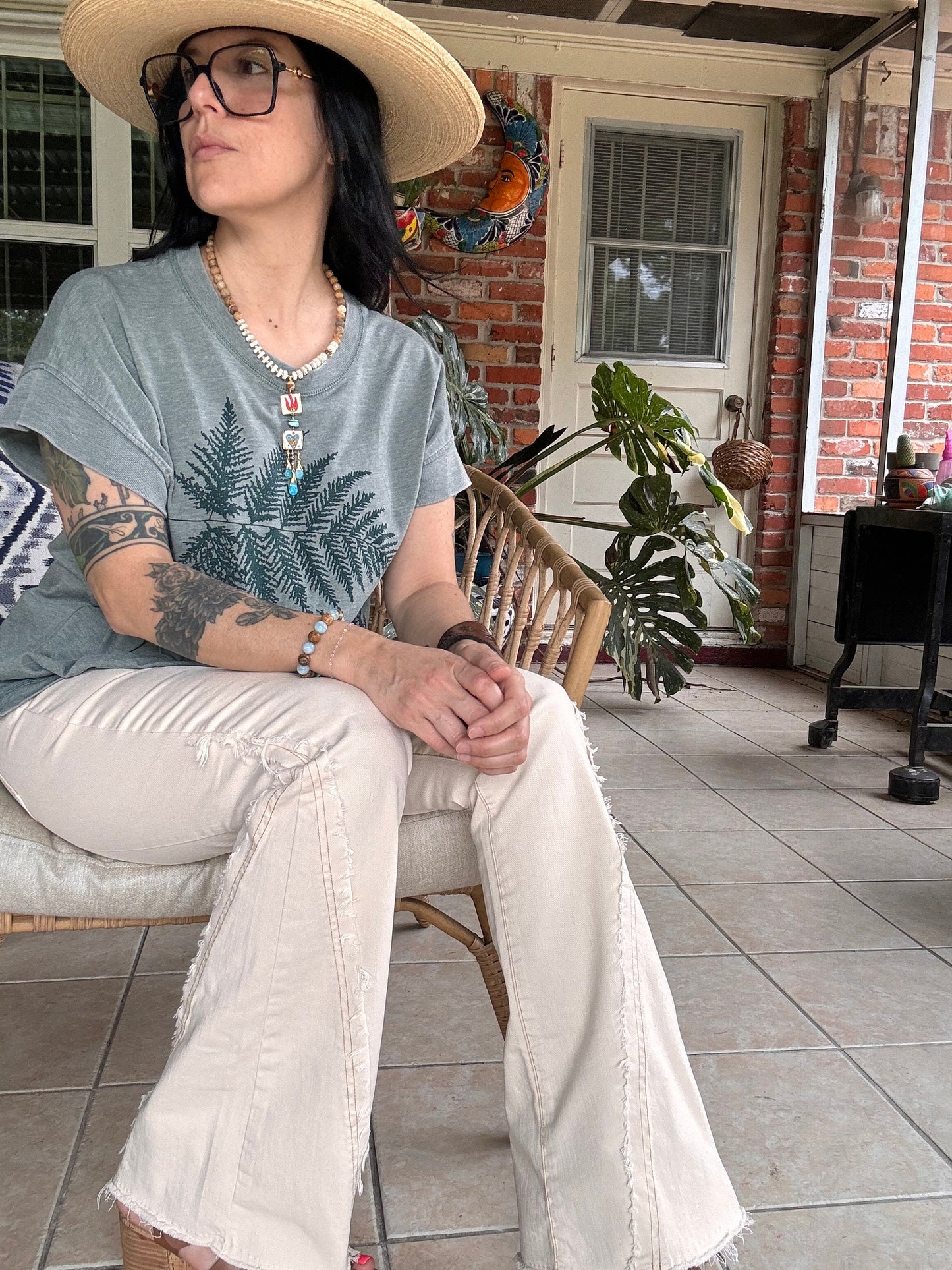 Handmade Ceramic Milagro Tile Necklace: Turquoise & Jasper