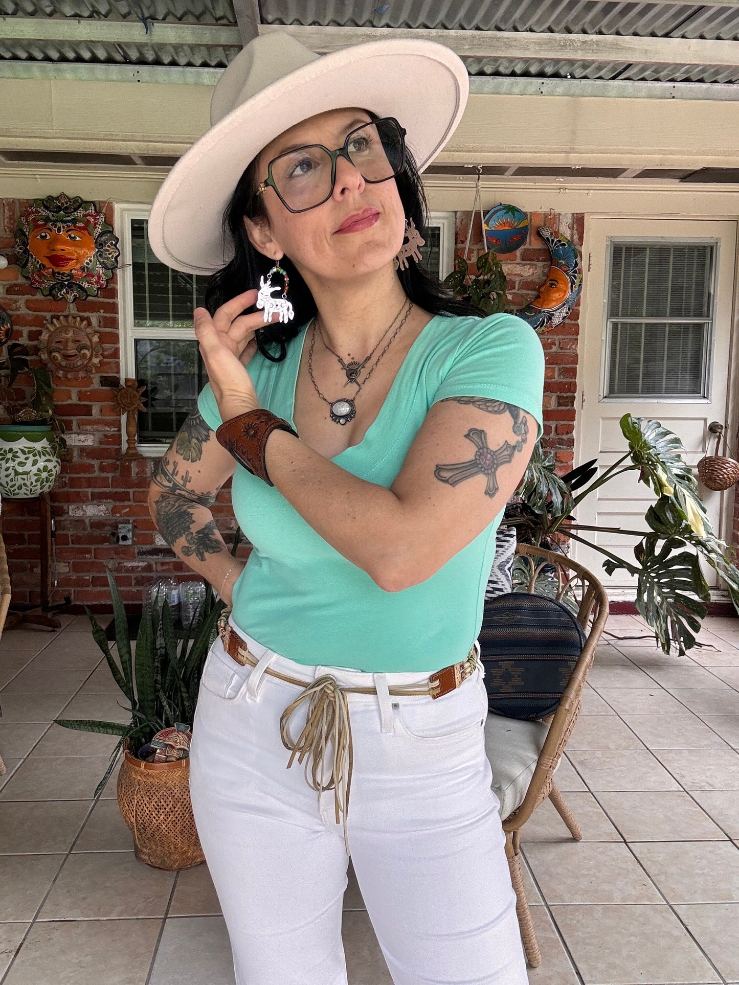 Handmade Celestial Donkey Earrings: Aluminum & Rainbow Glass Beads