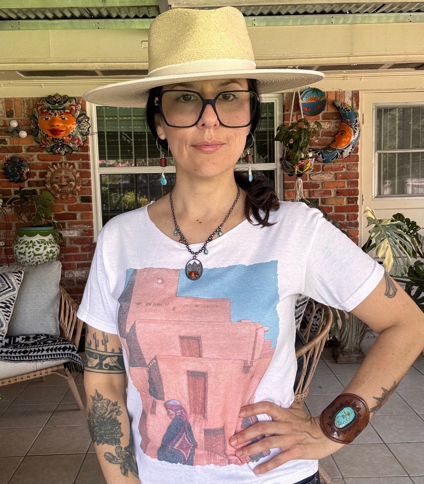 Red Jasper and Turquoise Hook Earrings: Rustic Southwestern Style