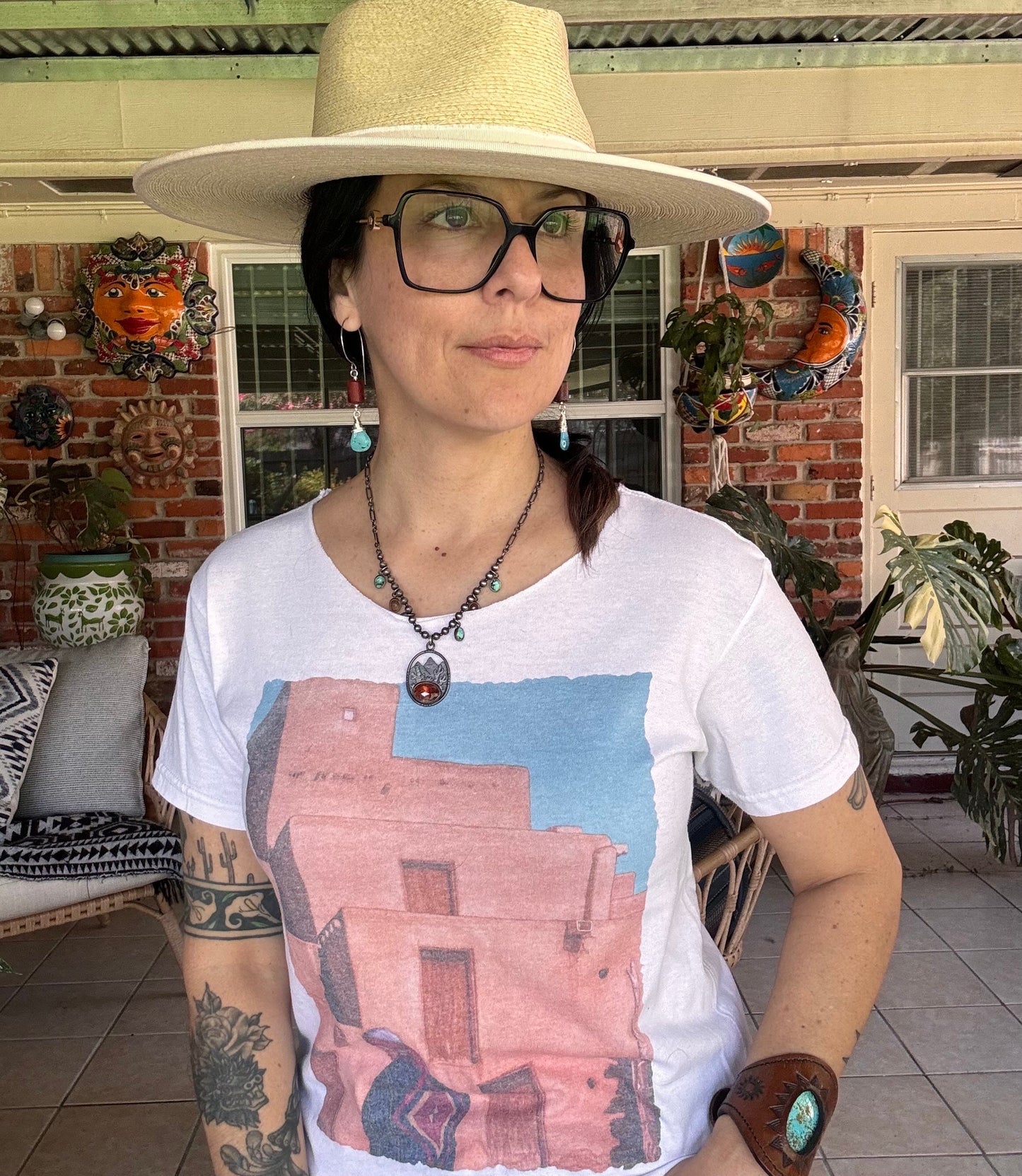 Red Jasper and Turquoise Hook Earrings: Rustic Southwestern Style