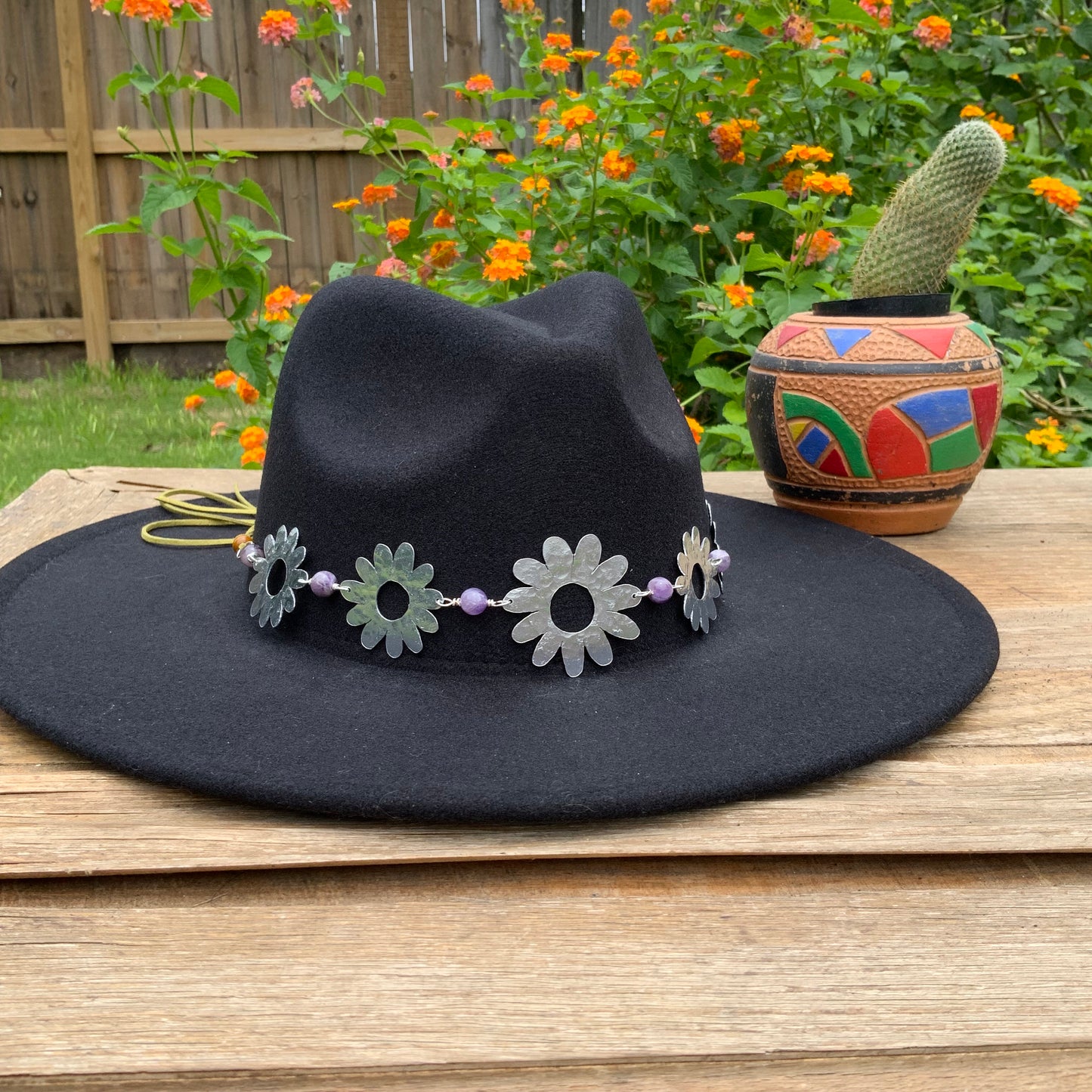 Daisy Hat Band: Handmade Flower Crown with Amethyst