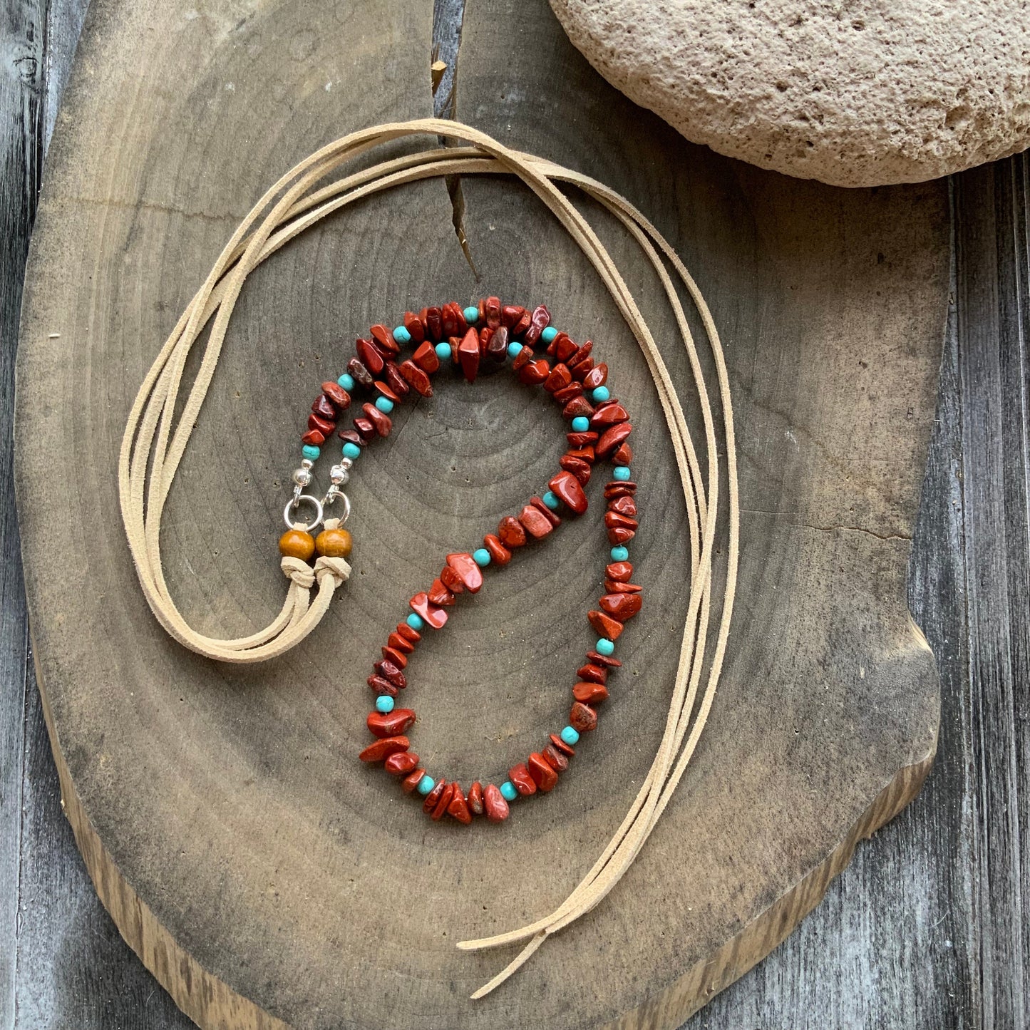 Red Jasper & Turquoise Hat Band: Southwestern Style Gemstone