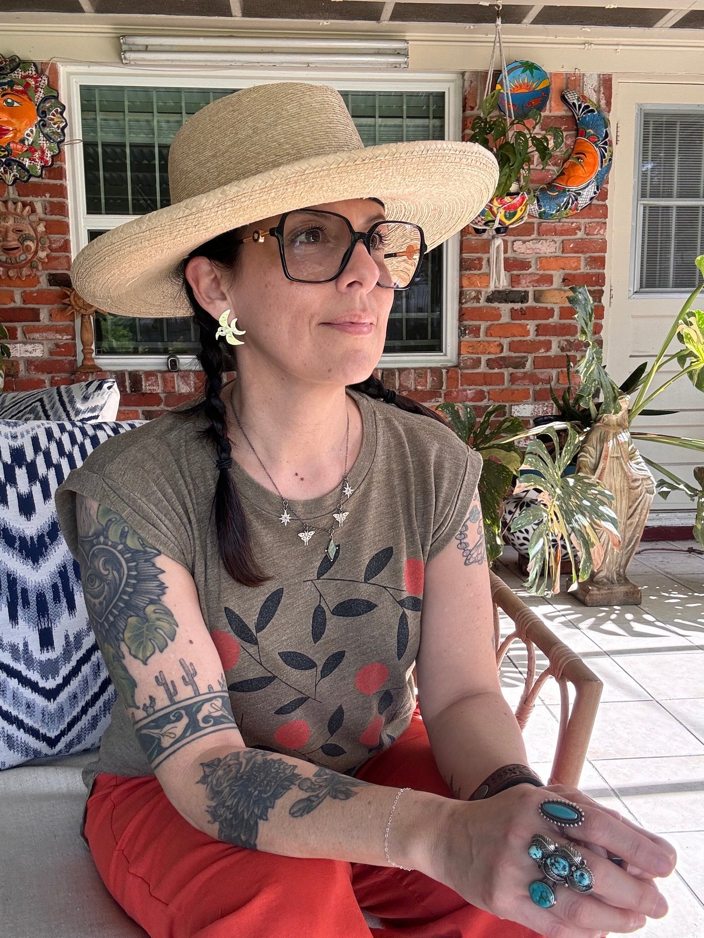 Handmade Sterling Silver Bird Post Earrings: Folk Bird earring Design